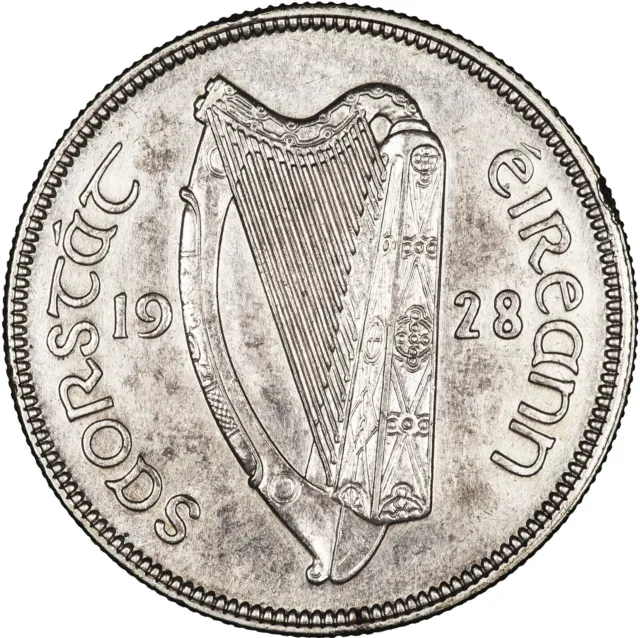 Ireland 1928 1/2 Crown CHOICE LIGHTLY TONED ABOUT UNC