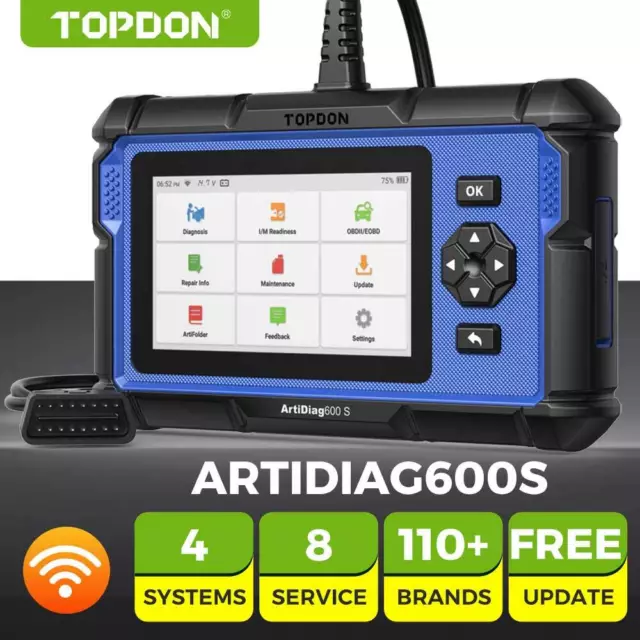 TOPDON AD600S OBD2 Scanner Car Diagnostic Tool ABS SRS EPB SAS TPMS Code Reader