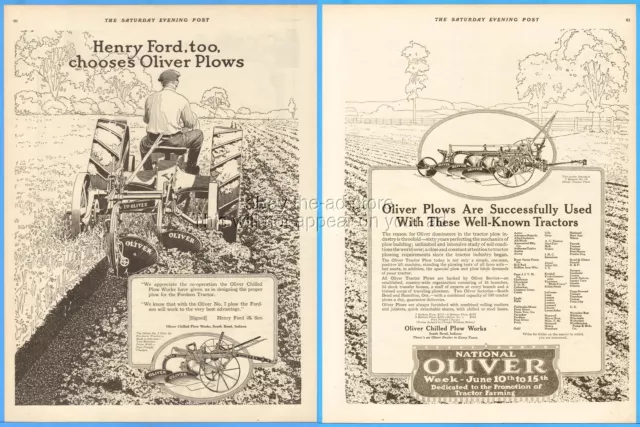 1918 Oliver Chilled Plow Works South Bend IN Ad Farming Henry Ford Chooses