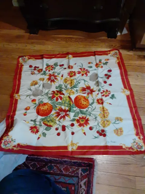 New Jim Thompson Thai SILK  scarf  Fruits& Flowers 33" Square