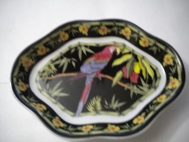 3 Macaw Parrot Trinket Plates Sadek - Andrea By Siddhia Hutchinson Collection.