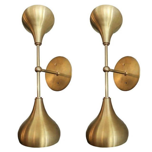 Pair of Custom Brass Double Head Mid Century Style Sconces Modern light