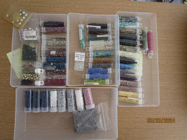 Job Lot Of Assorted Glass Seed Beads For Jewellery Making.