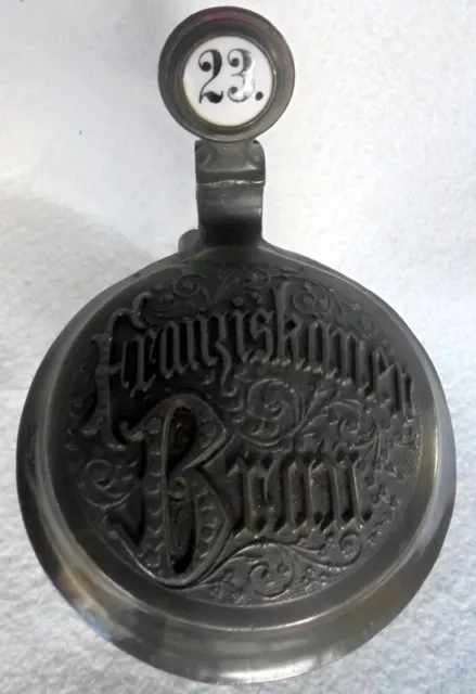 ALT Humpen Bierkrug Brauerei Franziskaner Bräu München um 1900 Glas Krug