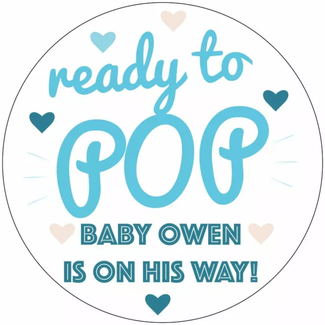 Baby Shower Personalised Round Stickers Labels Ready To Pop Party Favours