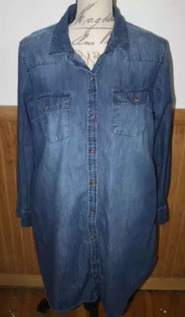 Merona Ladies Denim Jean Chambray Shirt Top Size XL  Button Down 100% Cotton GUC