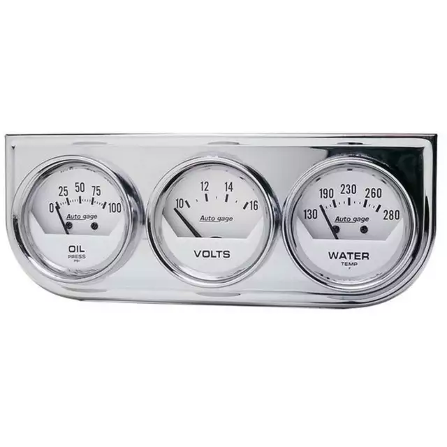 Autometer Auto Gauge 2-1/16" 3 Gauge Console Oil Volts Water Temp Chrome AU2325