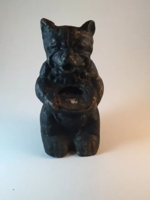 Vintage 1930s  Hubbley Cast Iron Black Bear Coin Bank