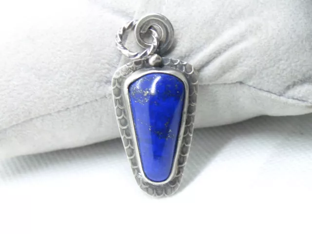 Vintage Sterling Silver Lapis Lazuli with Gold Flakes Pendant Super Smith Arrow