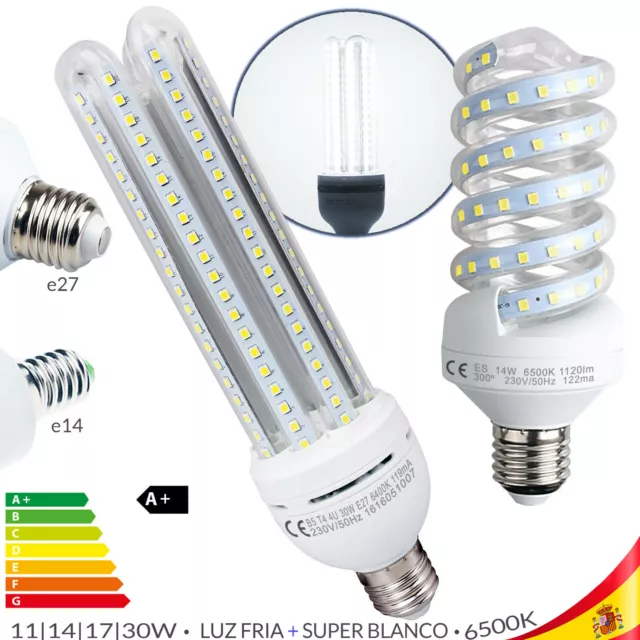 Bombilla Led Bajo Consumo E27 E14 Luz Muy Blanca 6500K Ahorro Energia Lampara