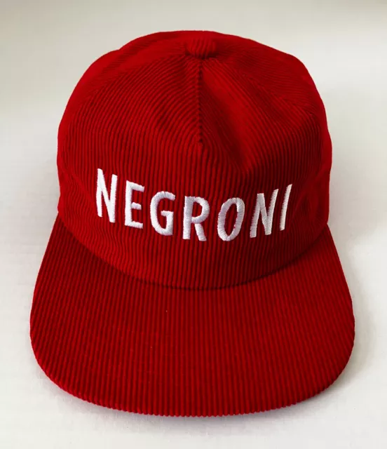 Embroidered Negroni Hat Campari USA Amaro Red Corduroy Hat Adjustable RARE!