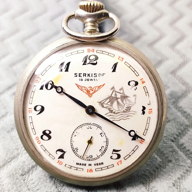 ⭐RARE SOVIET POCKET watch MOLNIJA SERKISOF train 3602 vintage