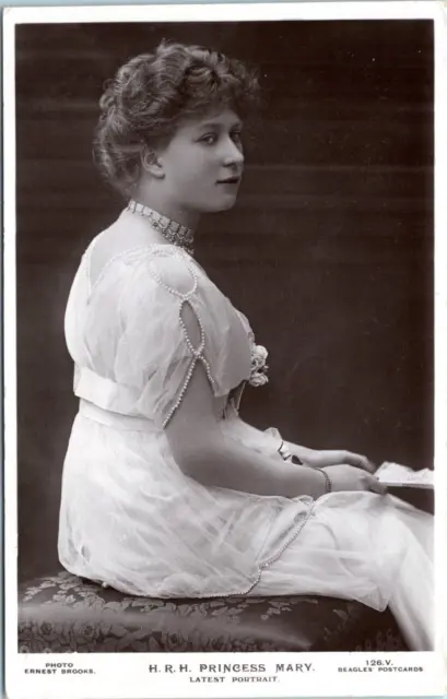 RPPC HRH Princess Mary, Seated with open fan -  British Royalty Postcard c1914