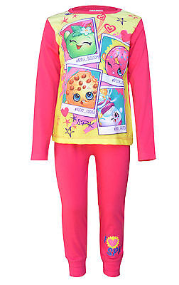 Girls New Shopkins Shoppies Cotton Pink Pyjamas Sleepwear PJ Age 4 -10 Years
