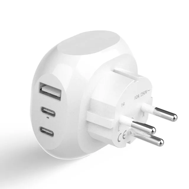 Israel, Palestine Travel Plug Adapter - Type H - 5 Input with 20W PD-QC 3.1A ...