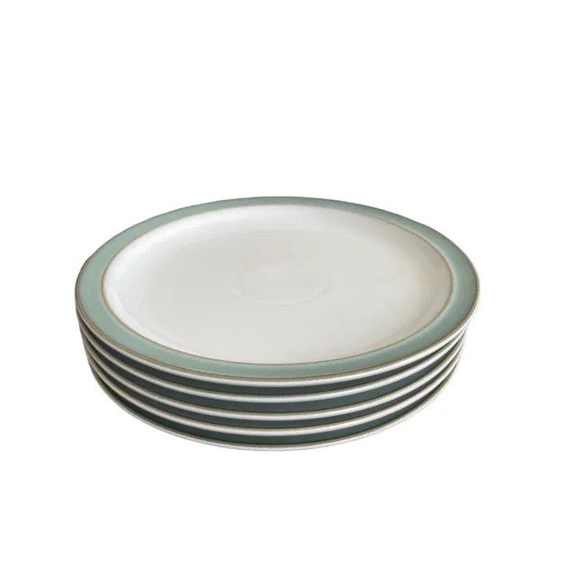 Five Denby REGENCY GREEN 10.25" Dinner Plates Stoneware Made in England