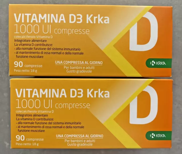 Vitamina D3 Krka 1000 UI tot. 180 compresse Integratore x sistema immunitario