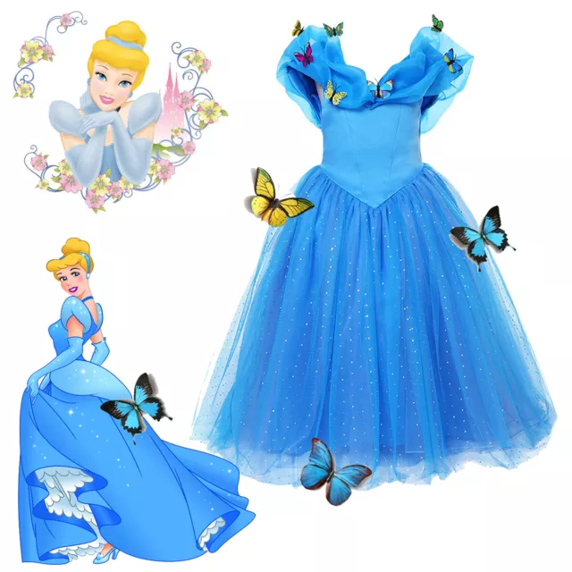 Kids Girls Princess Cinderella Fancy Dress Up Party Cosplay Costume Outfit Gifts