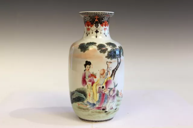 Antique Chinese Porcelain Republic Vase Qianlong Mark Famille Rose Export 8"