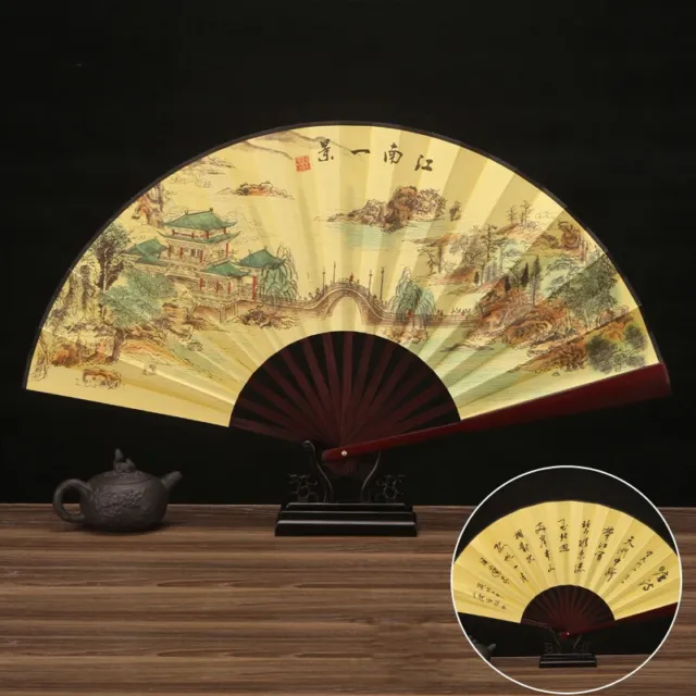 Vintage Silk Folding Fan Retro Chinese Japanese Bamboo Tassel Dance Hand Fan