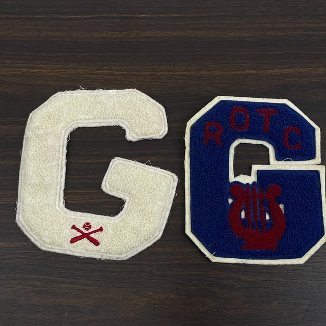 Vintage Chenile Patches Set Of 2 - G ROTC Baseball 60's 70's