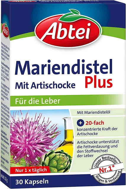 Abtei Mariendistelöl Plus zur Unterstützung der Leber und der Fettverdauung 30x