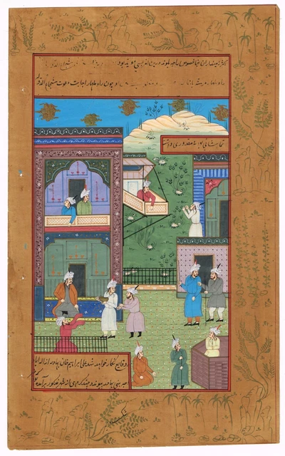 Main Peint Perse Peinture Miniature le Plus Fin Vintage Œuvre Par Indien Artiste