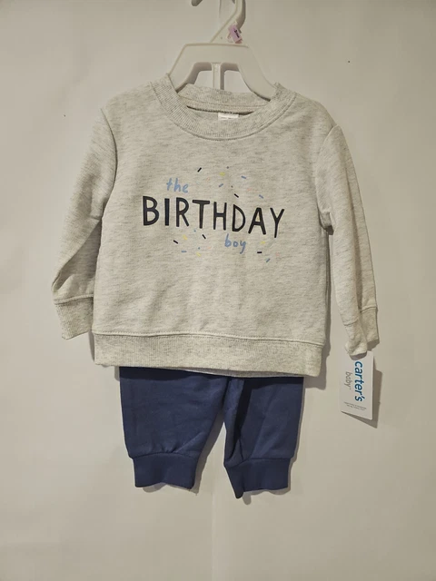 Infant Boys 9m Carters Sweatshirt Set 2 PC "The Birthday Boy" NWT