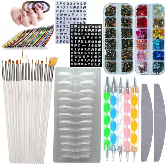 Kit completo de herramientas para decoración de uñas, pinceles uñas pedrería etc
