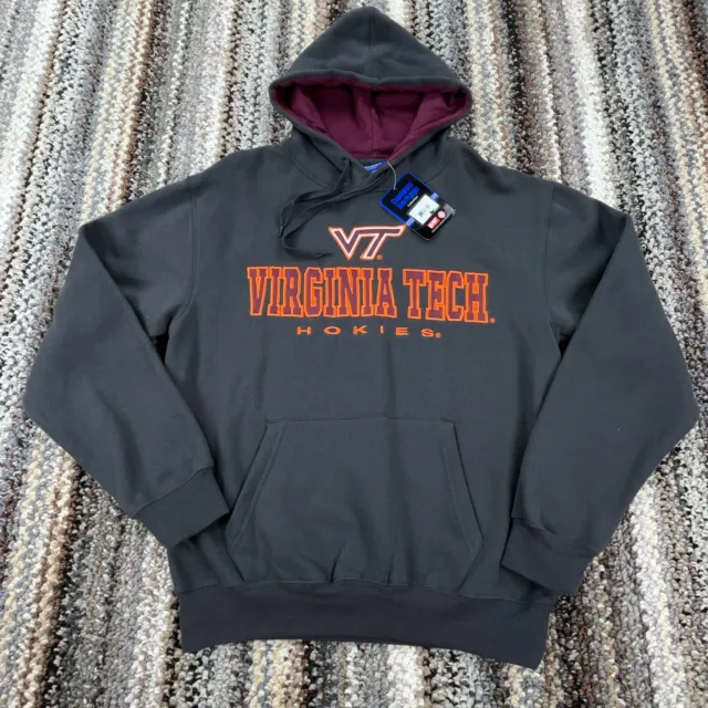 Virginia Tech Hokies Hoodie Men Medium Gray Sweatshirt Sweater Spell Out Dark 26