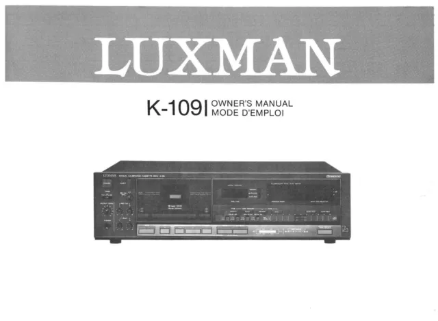 Bedienungsanleitung-Operating Instructions pour Luxman K-109