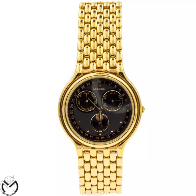 Orologio Multifunzione MOVADO 87-64-866 Fasi Lunari Acciaio placcato Quarzo U...