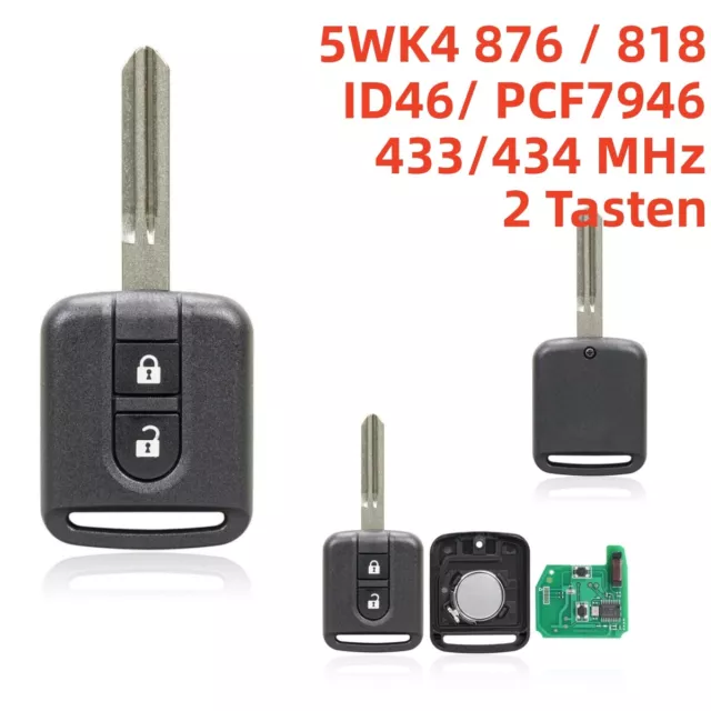 5wk4 876 / 818 2 Knopf Fernbedienung Auto Schlüssel Fob für Nissan