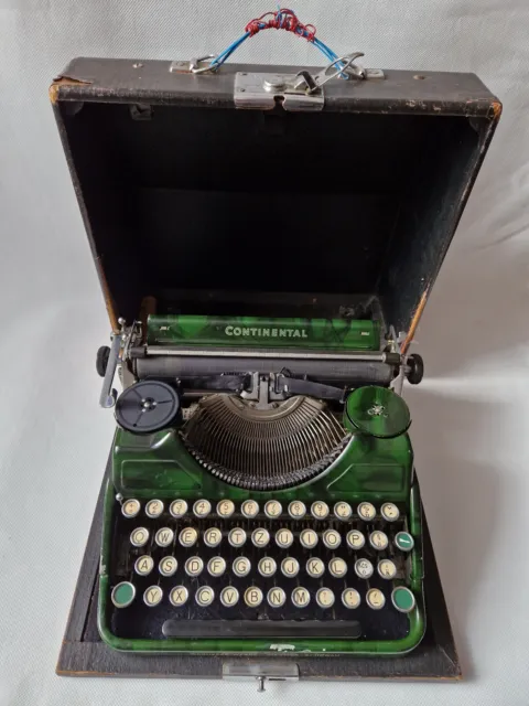 Vintage portable German Typewriter Klein Continental 340? marbled green ca 1945