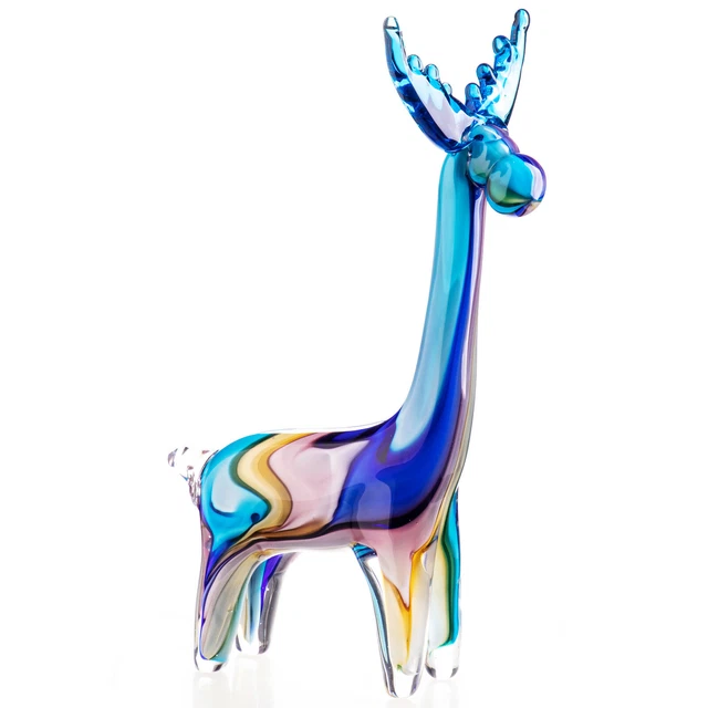 Glasfigur Elch Skulptur Kristall Glas Statue Luxus Murano Stil Dekofigur