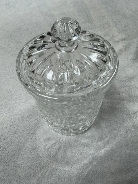 Vintage Antique Crystal Biscuit Barrel Jar Etched Floral and Cut 8" With Lid !