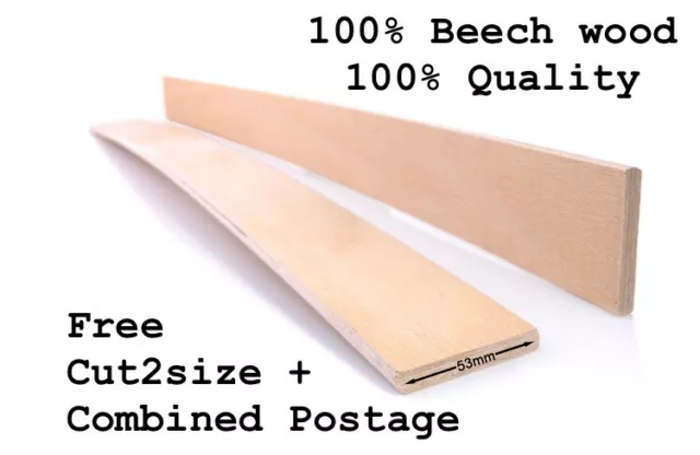 Beech Wood 53 mm wide Replacement Bed Slats Curved Sprung King Double or Single