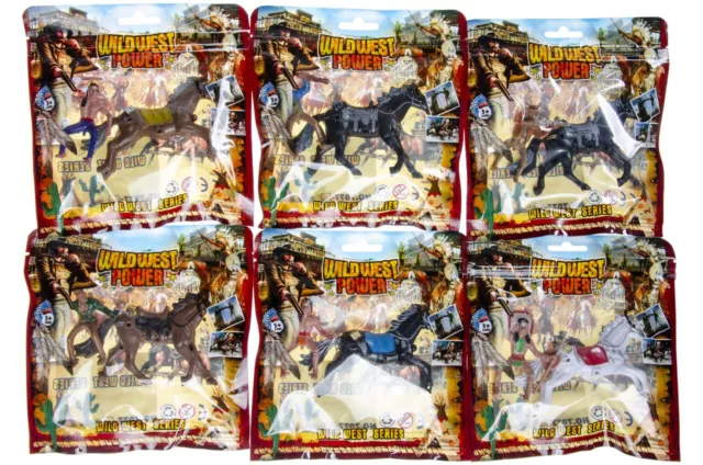 4 x Cowboy & Indianer mit Pferd Spielfiguren Figuren