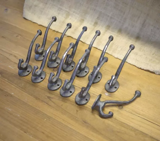 12 Cast Iron School Style Coat Hooks Hat Hook Rack Hall Tree Acorn Hook Metal