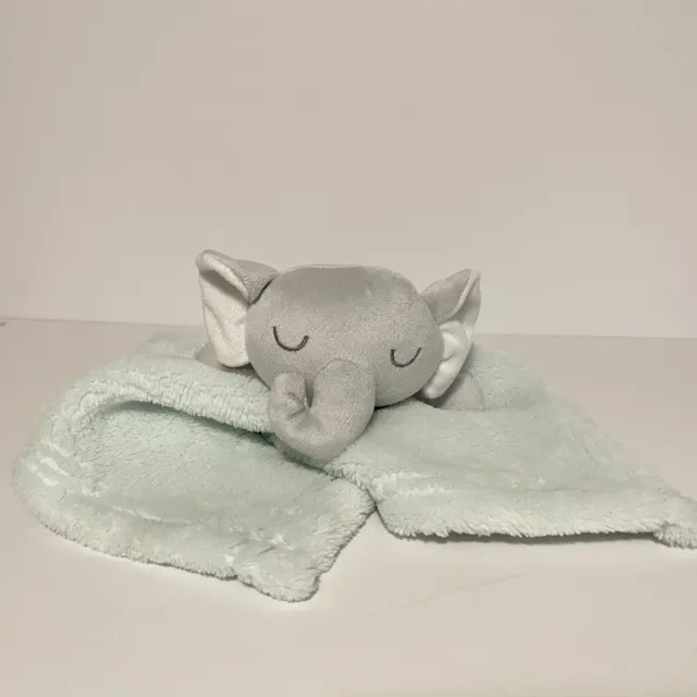 Baby Gear Elephant Lovey Gray Mint Green Fleece Security Blanket Nunu 14” Plush