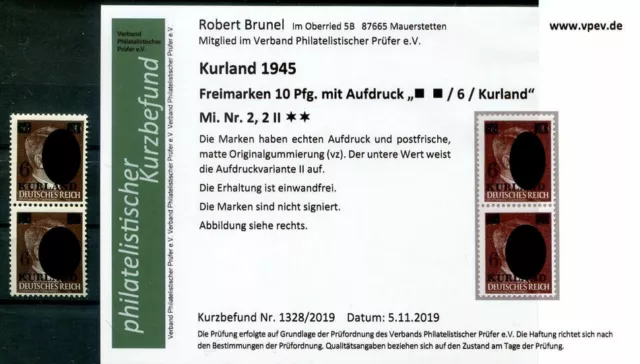 Kurland 2I+2II TYPENPAAR ** POSTFRISCH+gepr. Befund 100EUR (H1099