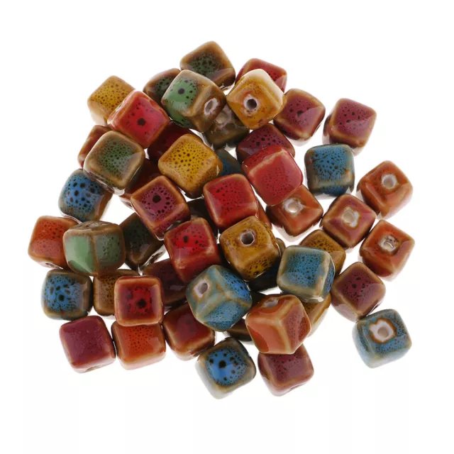 50 Stück Blume Glasur Keramikperlen Porzellanperlen für DIY Armband 10mm
