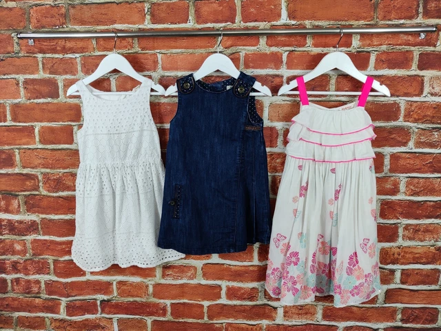 Pacchetto Ragazze Età 4-5 Anni H&M Bluezoo Set Abiti Denim Ricamo Inglese 110Cm