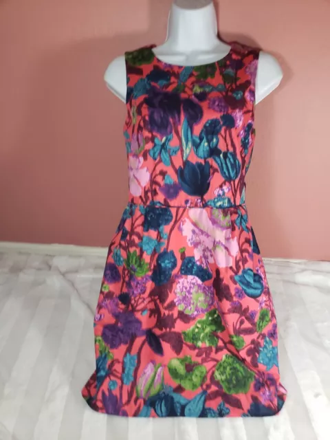 JCREW J Crew Womens Cora Coral Watercolor Floral Sheath Dress Size 2 Pockets