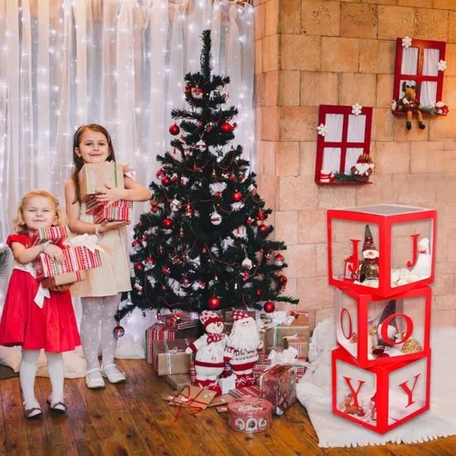 Decorazioni natalizie, Grande E Rosso Trasparente Joy Box Joy Blocks Decorati8266
