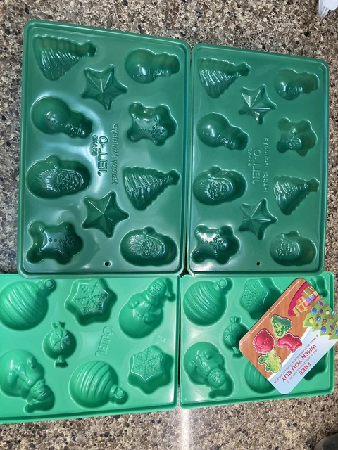 4 Happy Holidays JELLO Jiggler Shots Moldes de Navidad Verde Árbol de Santa