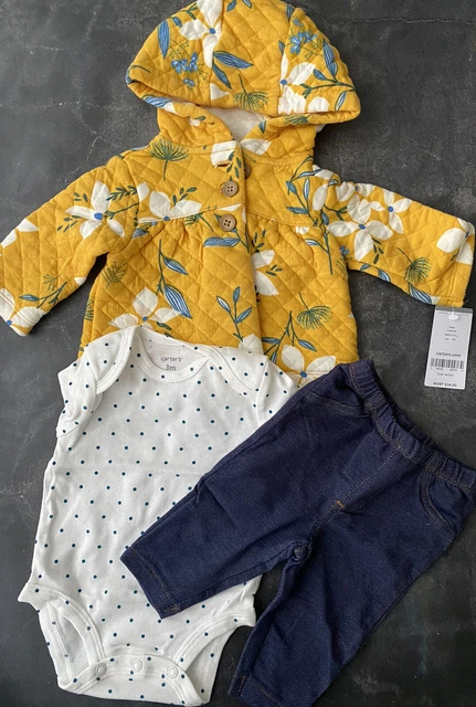 NWT 3m BABY GIRL CARTER'S  3 PIECE OUTFIT SET TOP/PANTS&JACKET