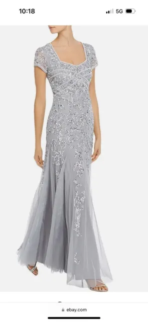 adrianna papell Women’s formal long dress in silver, size 16