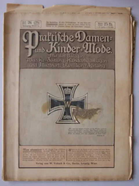 " Praktische Damen- und Kindermode "   1914 mit  2 Schnittmusterbögen Kriegsmode
