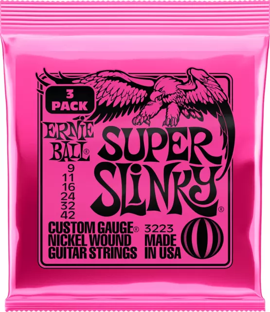 Ernie Ball 3223 Super Slinky - Pack De 3 Jeux De Cordes Guitare Electrique 9-42